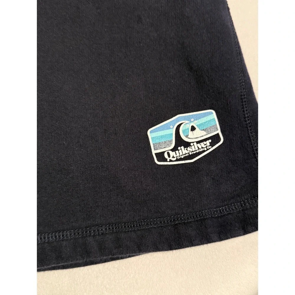 Quiksilver Mens Navy Blue Fleece Sweat Shorts Logo Patch Size Small